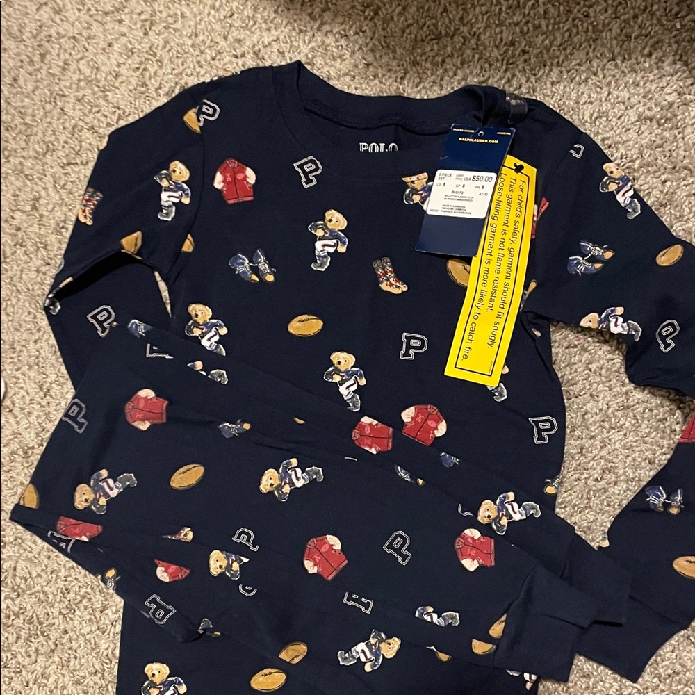 Ralph Lauren Navy Bear Pattern Pajama Set